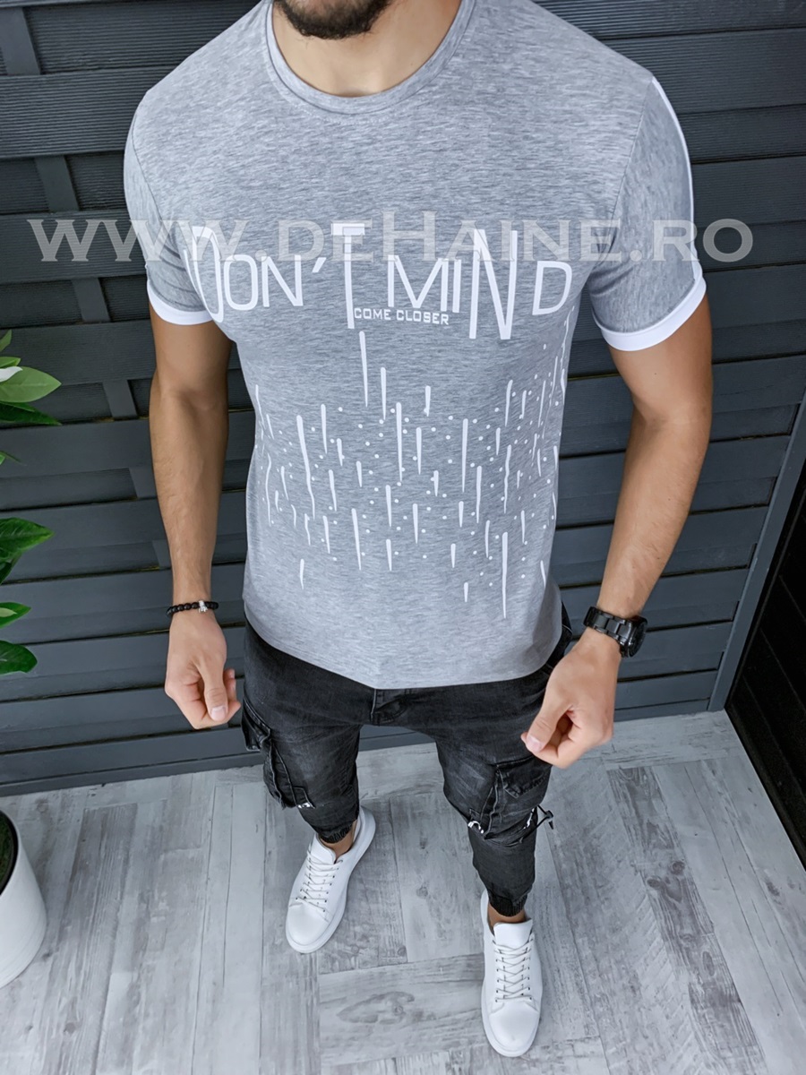 Tricou barbati gri PREMIUM slim fit ZR B1137 I4-3*